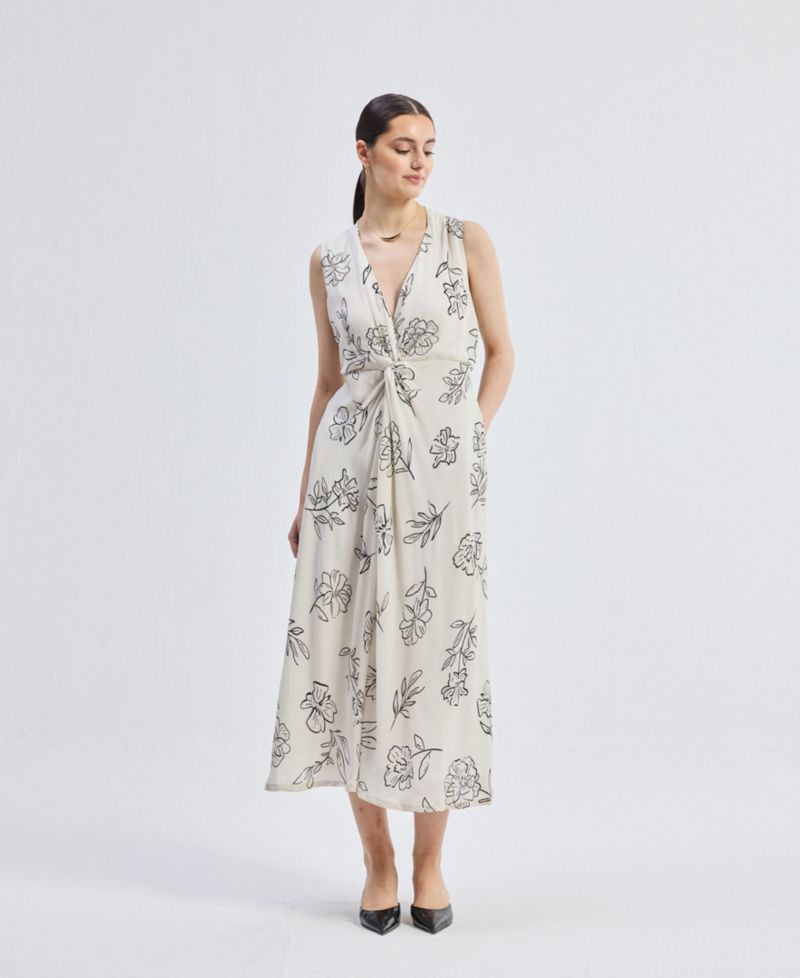 Women's Front Twist Maxi dress in Florals