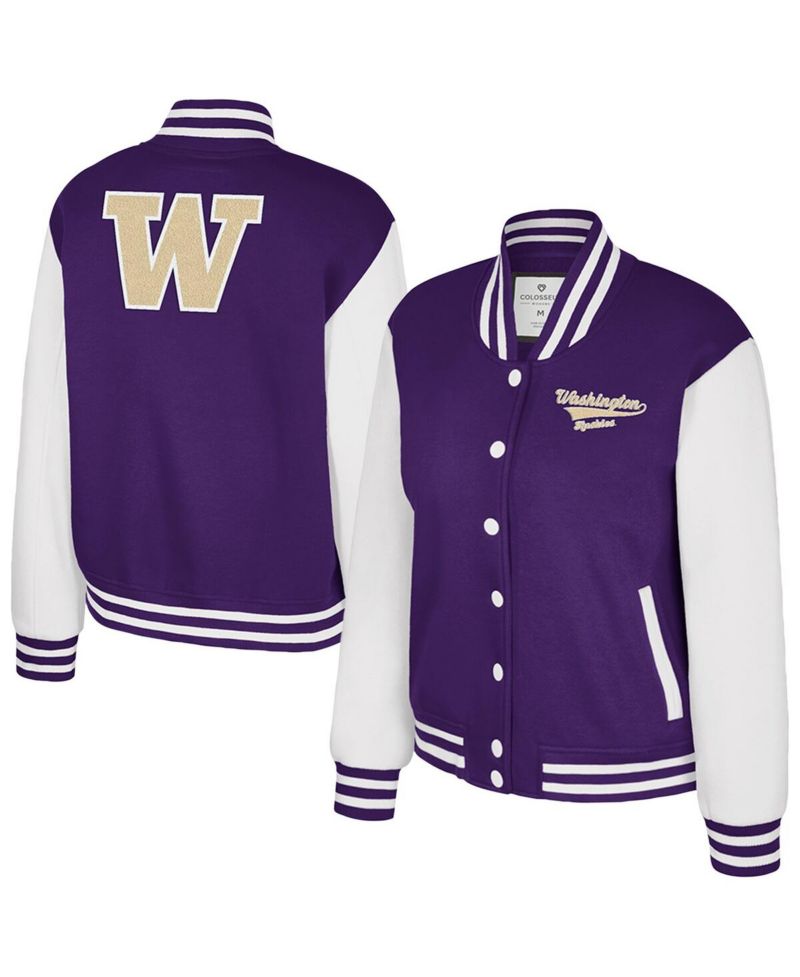Women's Purple Washington Huskies French Baguette Full Snap Fleece Jacket