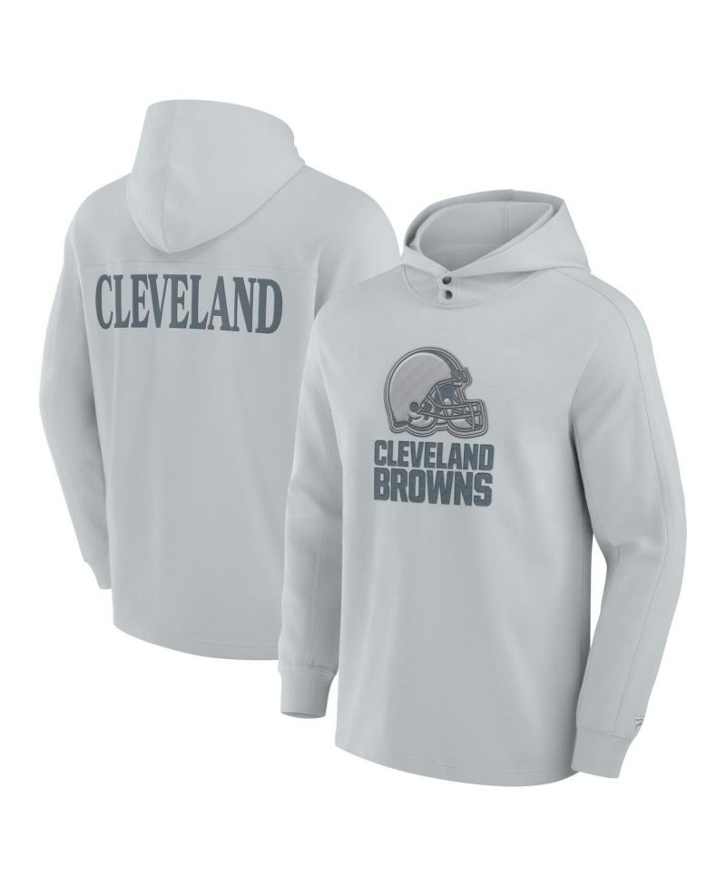 Men's Gray Cleveland Browns Elements Blaze Tri-Blend Long Sleeve Hoodie T-Shirt