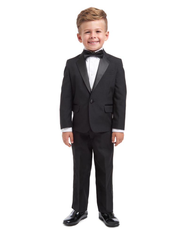 Boys' 2T-10 Tuxedo Long-Sleeve Shirt, Suit, Pants & Bowtie, 4-Piece Set
