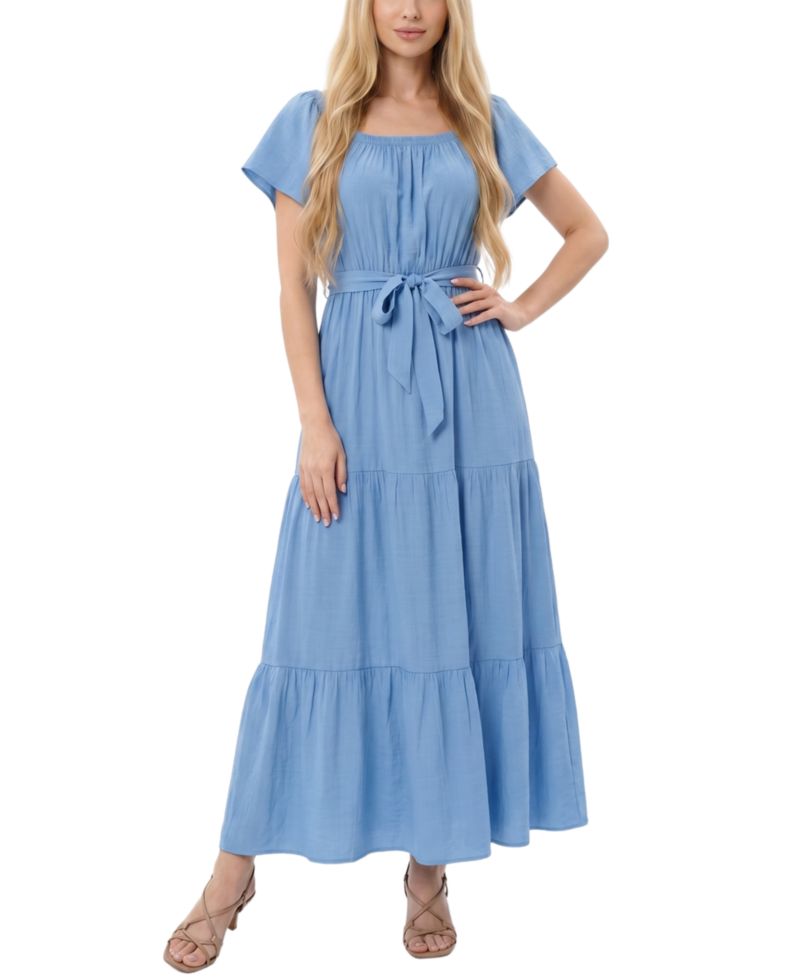 Petite Off-The-Shoulder Tiered Maxi Dress