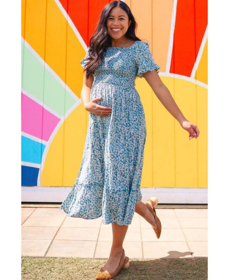 Women's Floral Ruffle Midi Dress