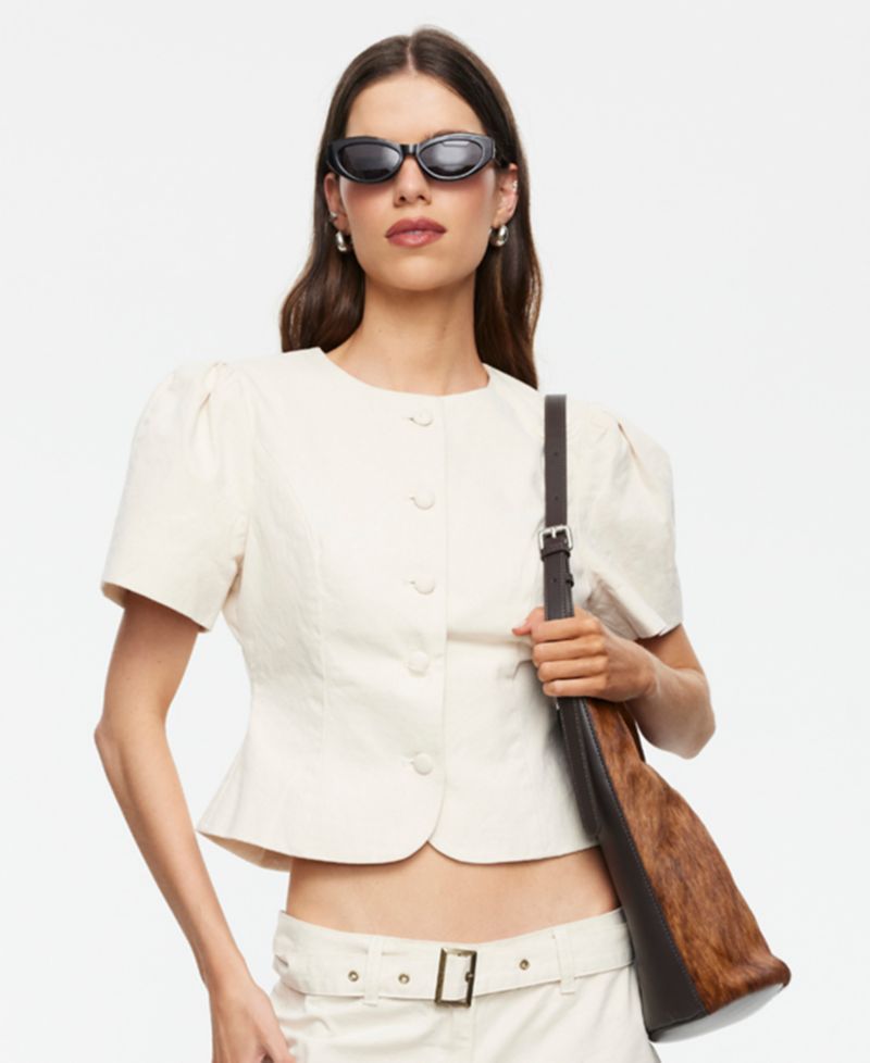 Women's Cropped Short-Sleeve Blouse
