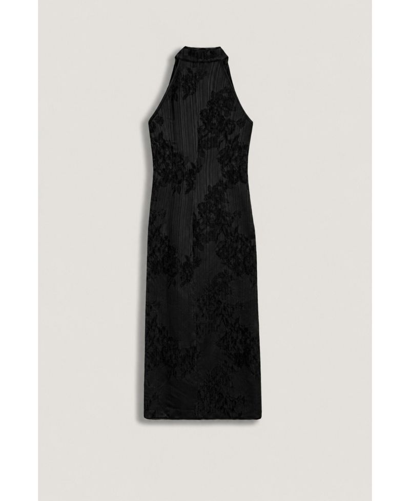 Women's High-Neck Button-Detail Midi Dress