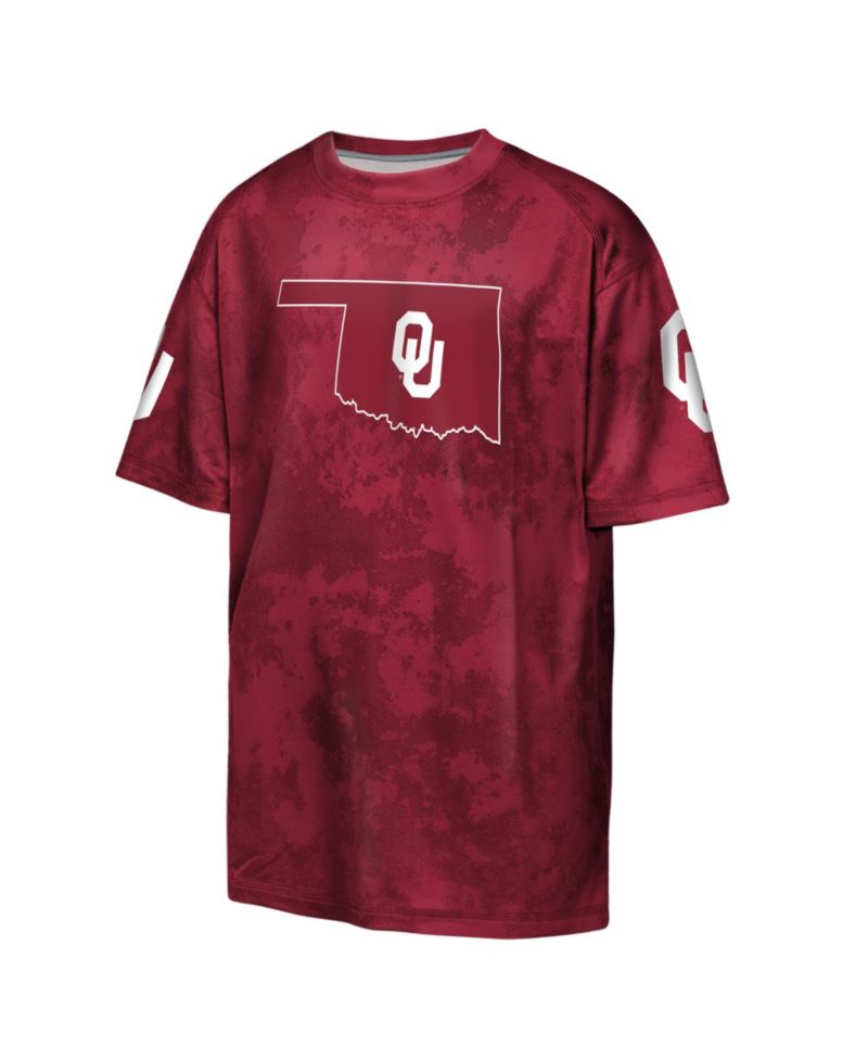 Big Boys and Girls Crimson Oklahoma Sooners Off-Side Sublimated T-Shirt