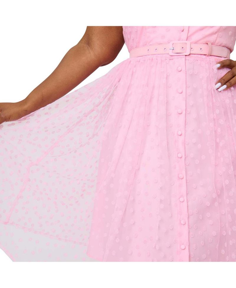 Plus Size 1950s Short Sleeve Collared Hollie Swing Dress