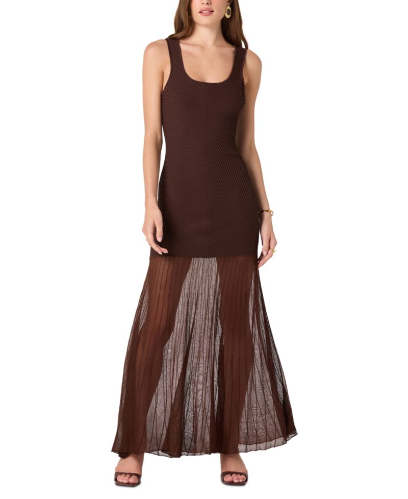 Women's Drop-Waist Scoop Neck Maxi Dress