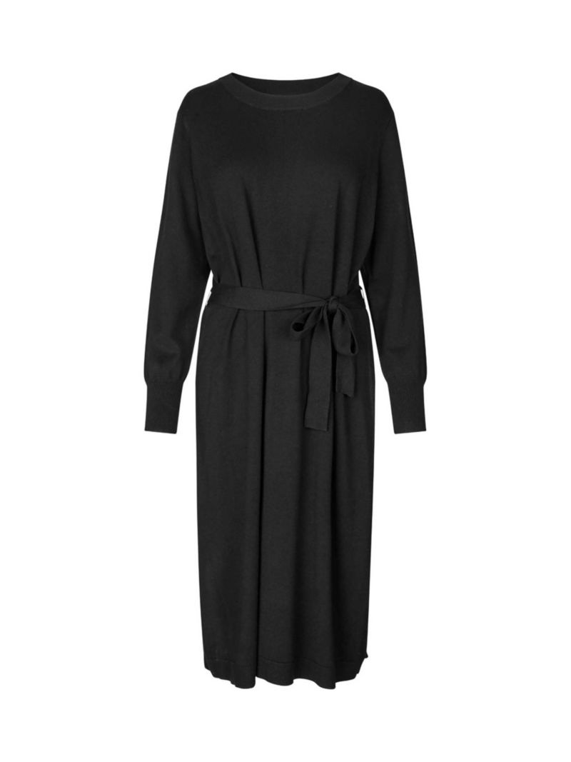 Women's Long Sleeve Belted Waist Dress