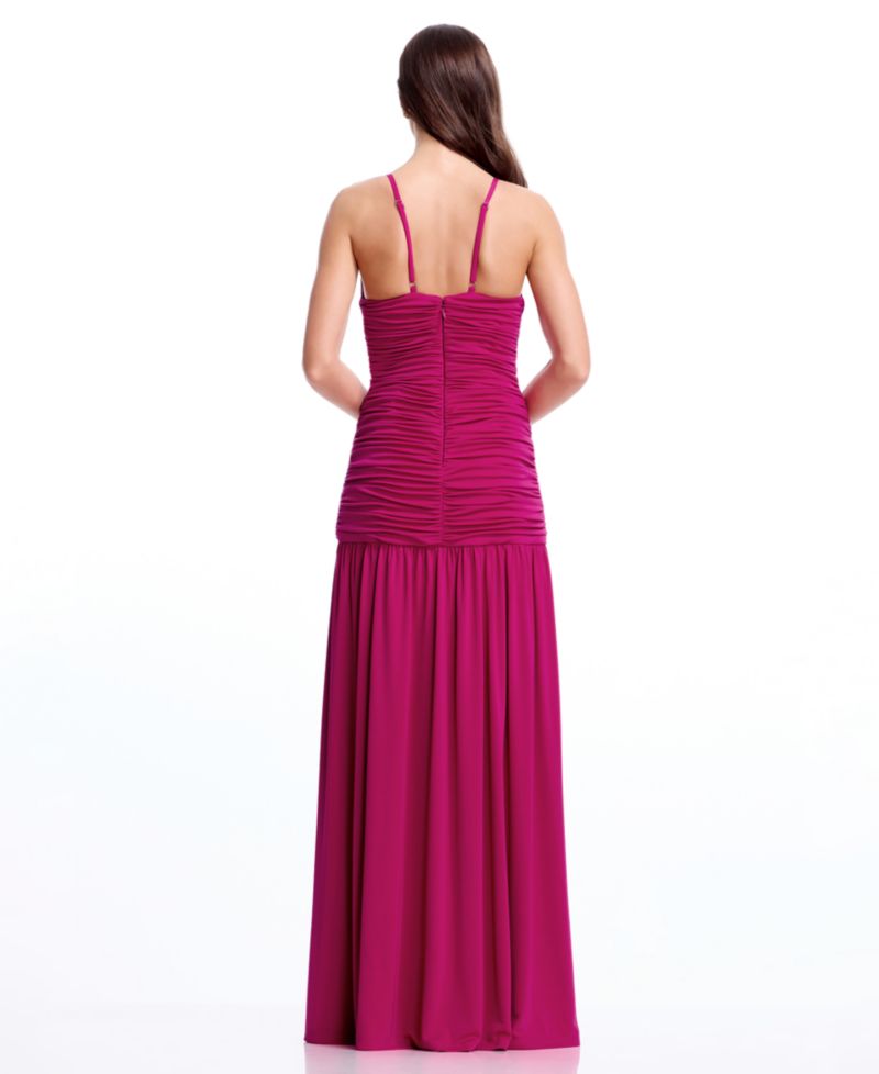Women's Sleeveless Deep V-Neck Ruched Maxi Dress