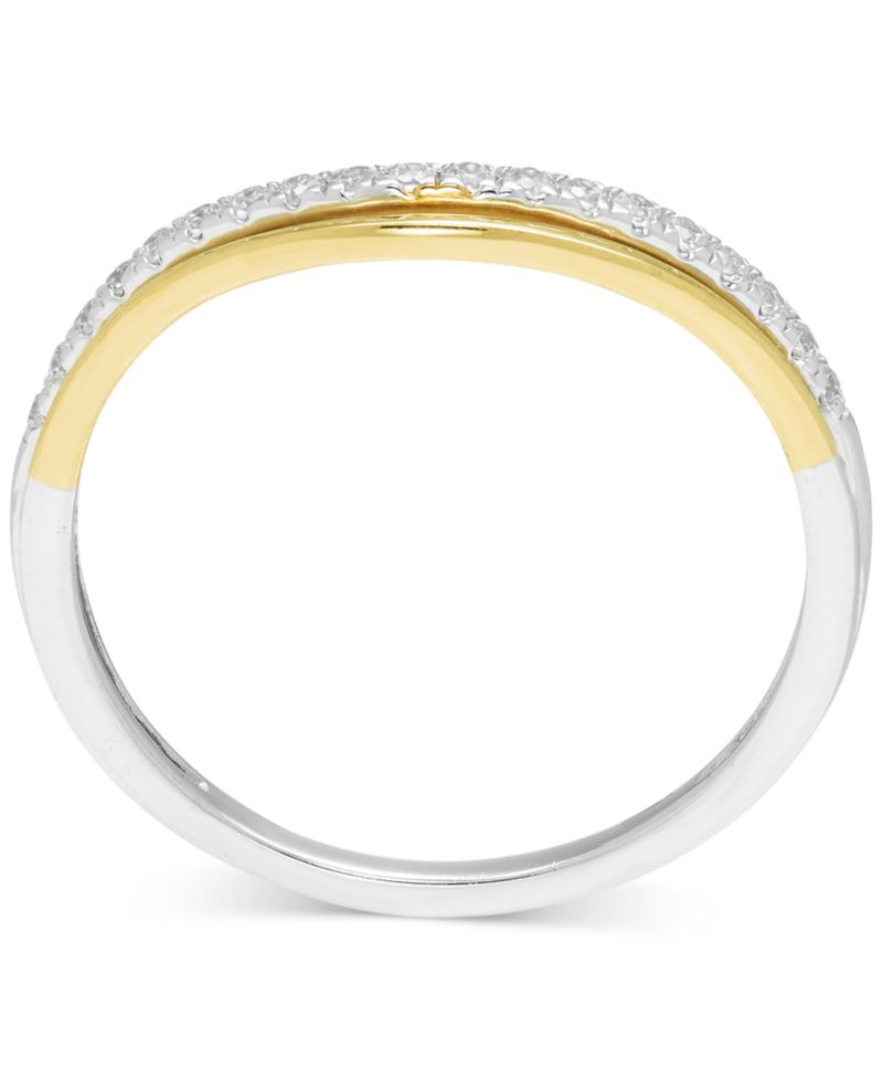 Diamond Double Row Contour Band (1/6 ct. t.w.) in 14k Two-Tone Gold