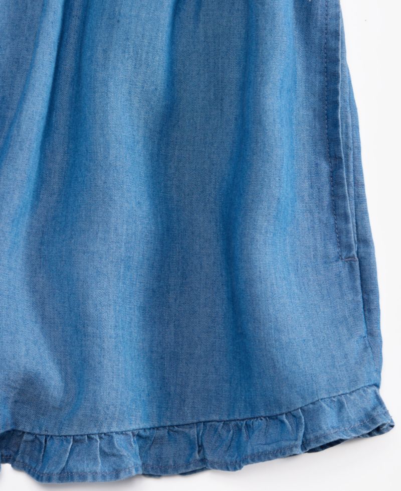 Women's Chambray Ruffled Drawstring Shorts