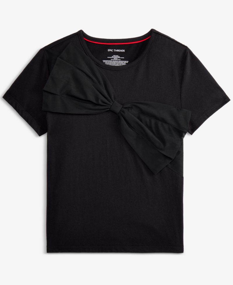 Girls' 5-20 Bow Applique Detail Top