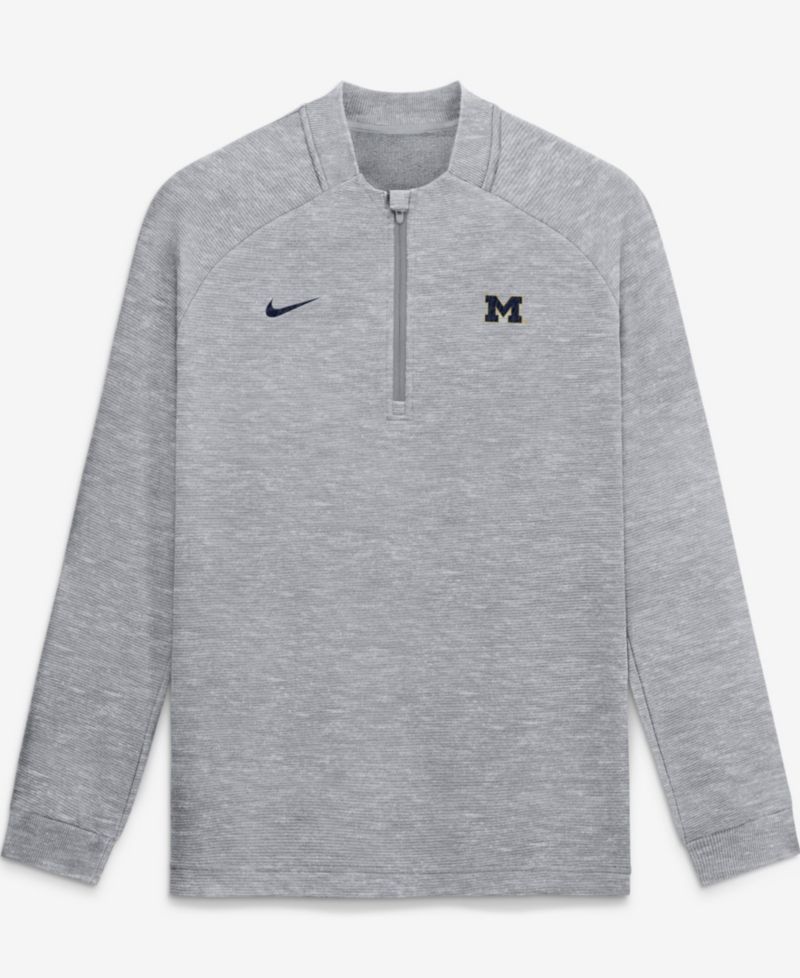 Men's Gray Michigan Wolverines Par Raglan Tri-Blend Therma-FIT Half-Zip Pullover Sweatshirt