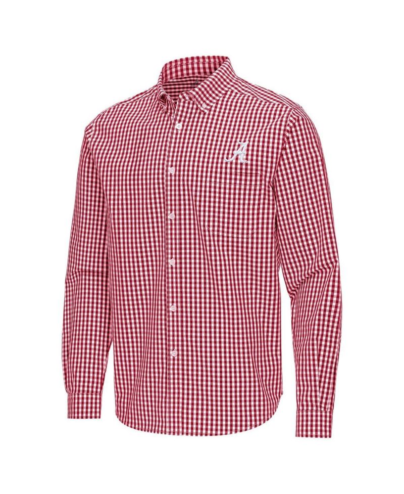 Men's Crimson Alabama Crimson Tide Ellis Woven Tri-Blend Long Sleeve Button-Down Shirt
