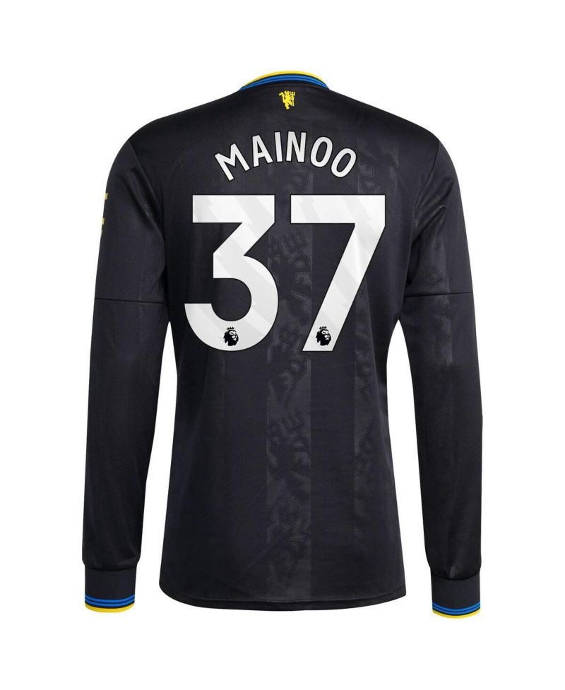 Men's Kobbie Mainoo Black Manchester United 2025/26 Third Replica Long Sleeve Player Jersey
