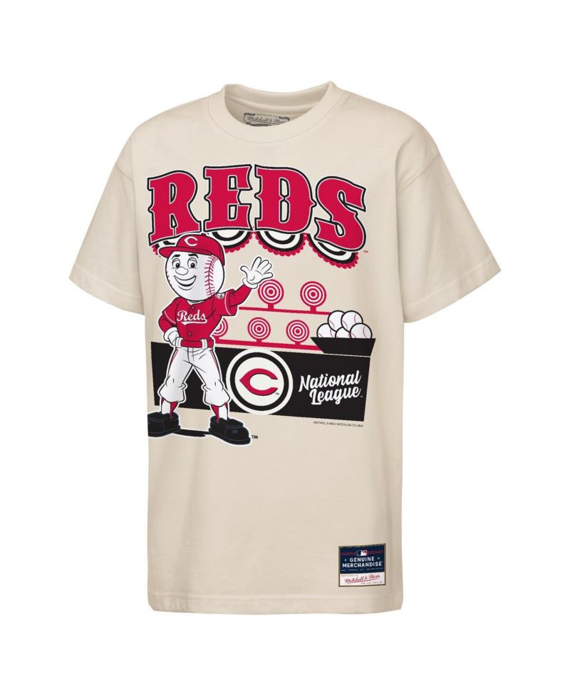 Big Boys and Girls Cream Cincinnati Reds Step Back Up Mascot T-Shirt