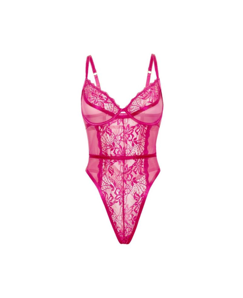 Women's Curvy Julia Sheer Lace Teddy