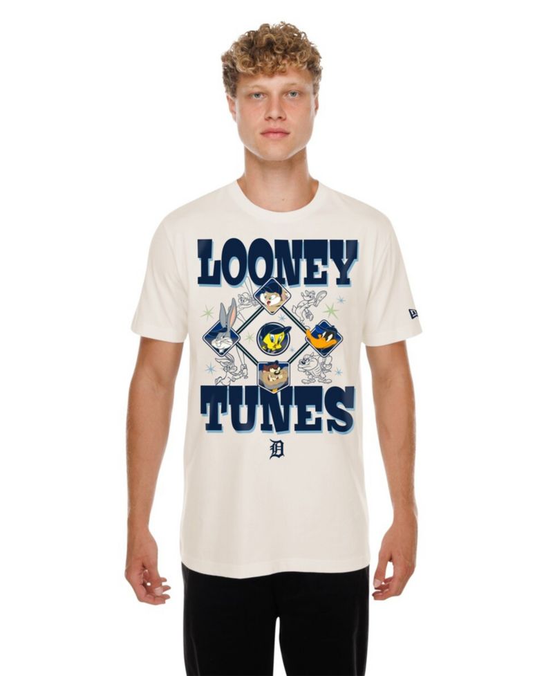 Men's and Women's Cream Detroit Tigers Looney Tunes T-Shirt