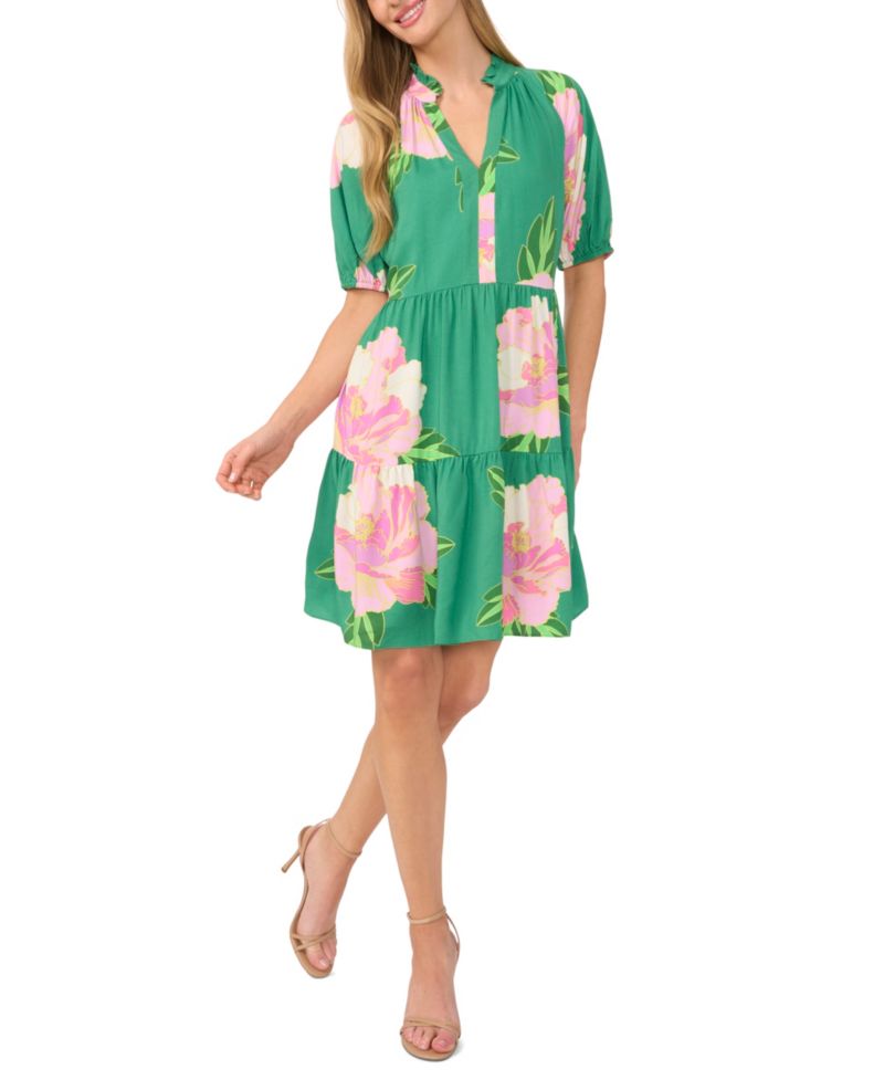 Women's V-Neck Tiered Babydoll Dress
