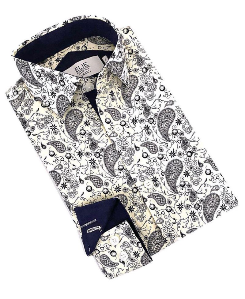 Big Boys White Paisley Slim Fit Shirt