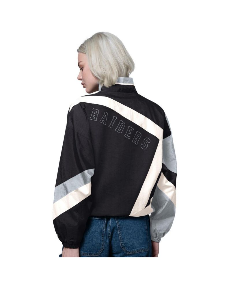 Women's Black/Silver Las Vegas Raiders 1st Quarter Full-Zip Windbreaker Jacket