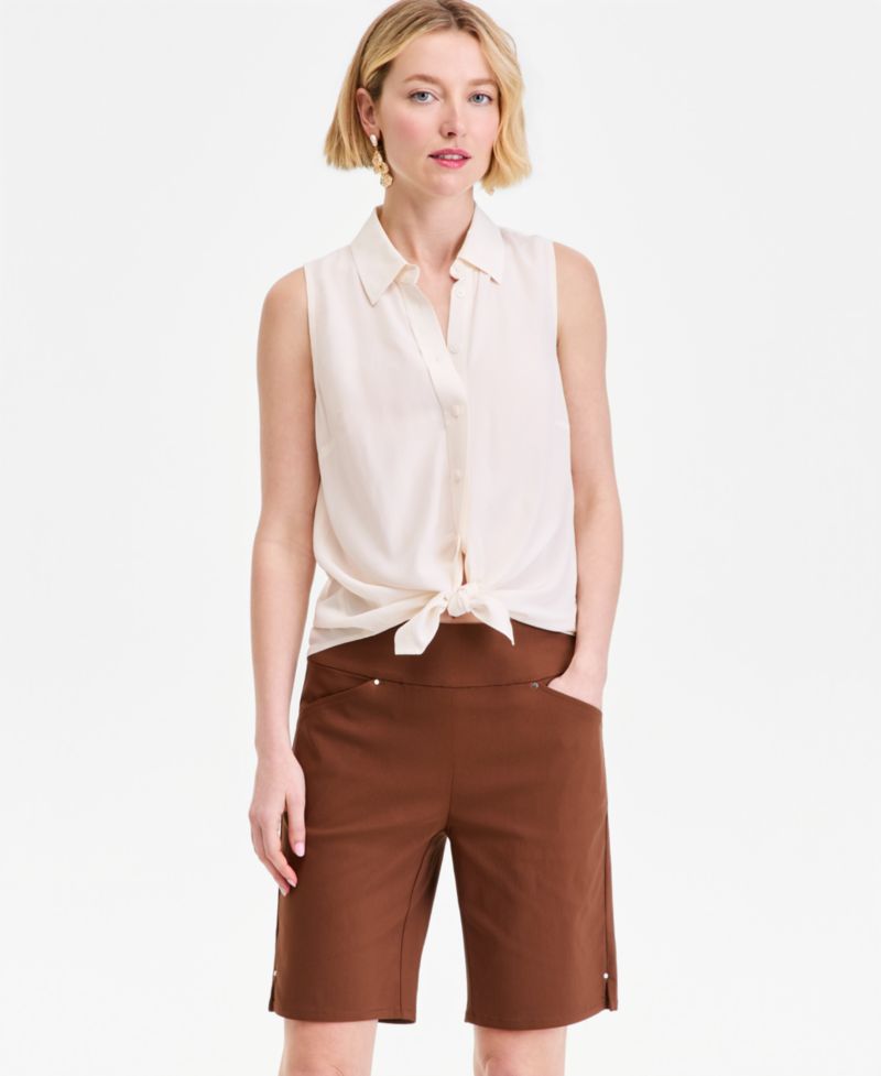 Women's Printed Button-Down Sleeveless Blouse