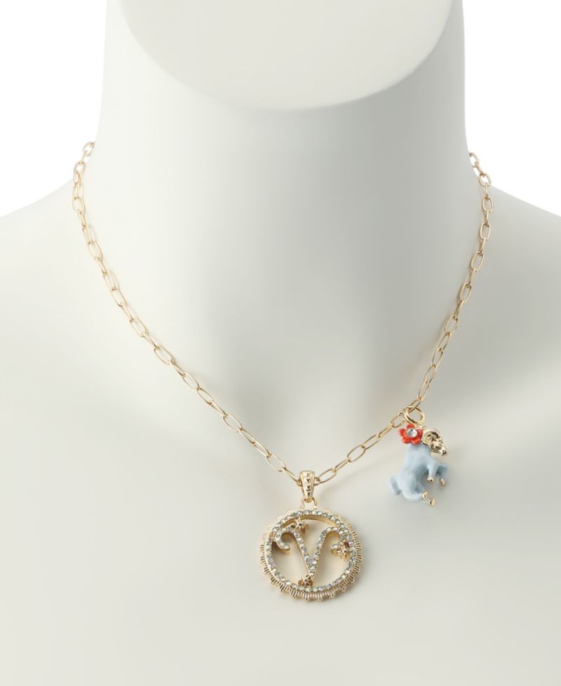Faux-Stone Aries Celestial Pendant Necklace Charm Zodiac Set