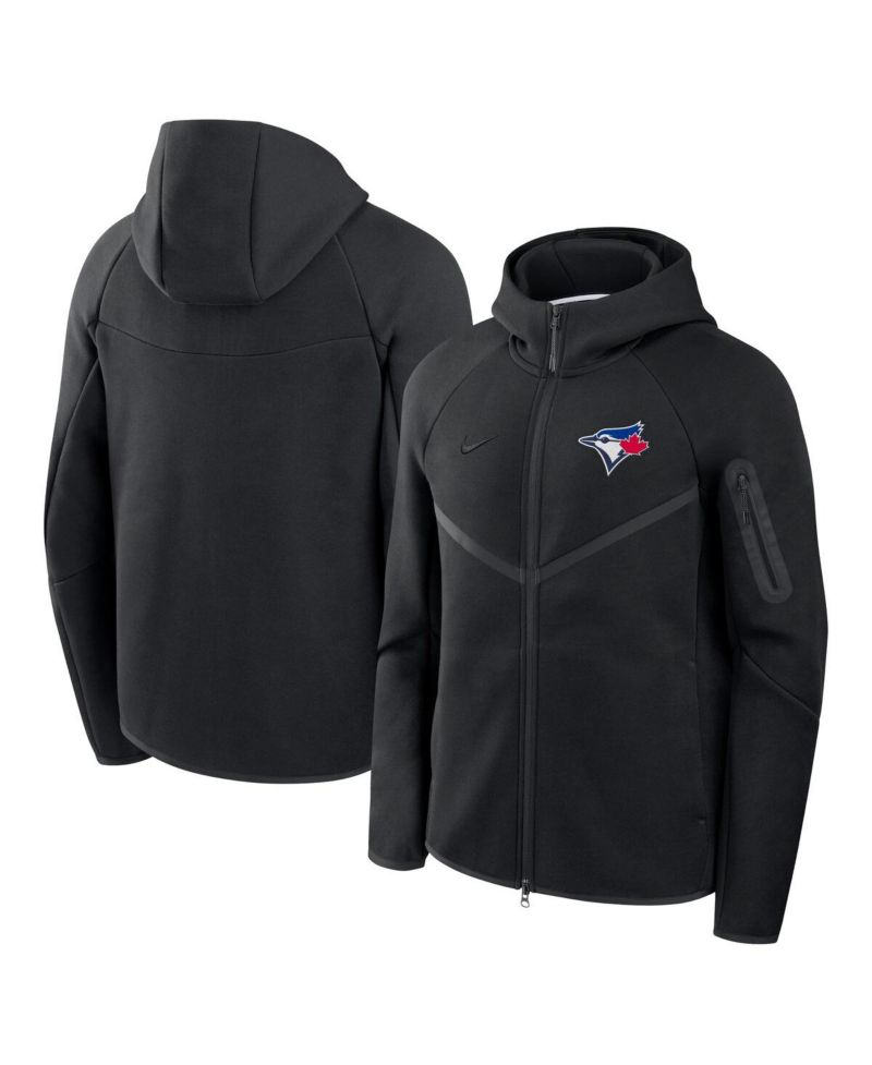 Men's Black Toronto Blue Jays Tech Fleece Raglan Full-Zip Windrunner Hoodie