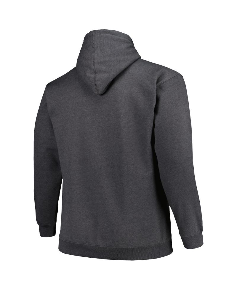 Men's Heather Charcoal Tampa Bay Buccaneers Big and Tall Pullover Hoodie