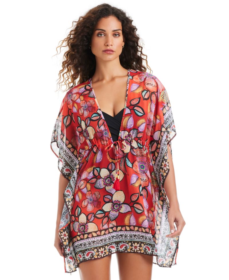 Women's Flame Palmette V-Neck Swim Caftan