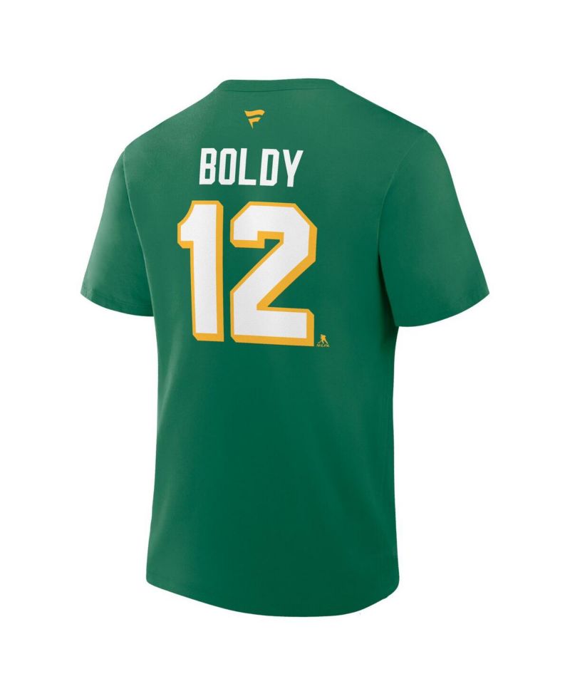 Men's Matthew Boldy Kelly Green Minnesota Wild Authentic Stack Name & Number T-Shirt