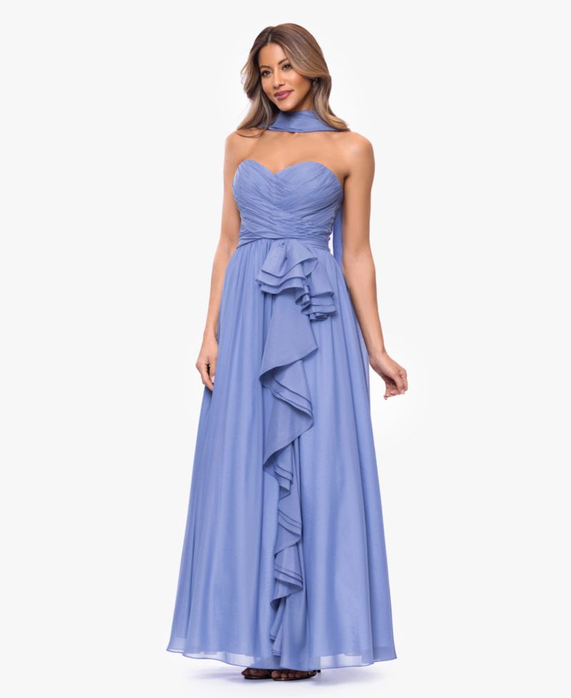Women's Scarf Detail Strapless Gown