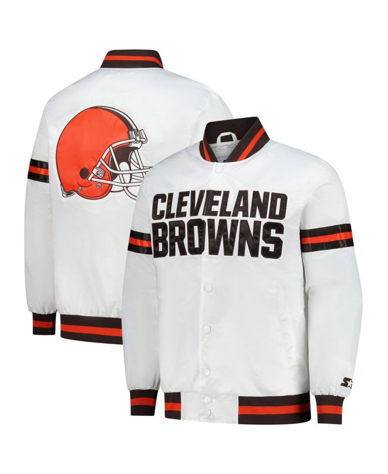 Men's White Cleveland Browns Scout Full-Snap Varsity Jacket
