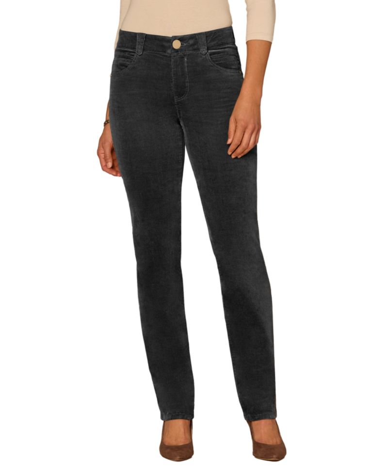 Petite "Ab"solution Mid-Rise Corduroy Straight-Leg Jeans