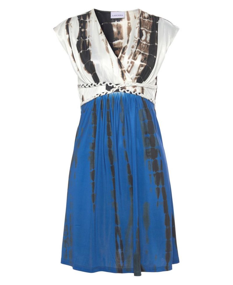 Women's Tie-Dye Print A-Line V-Neck Empire-Waist Short Dress
