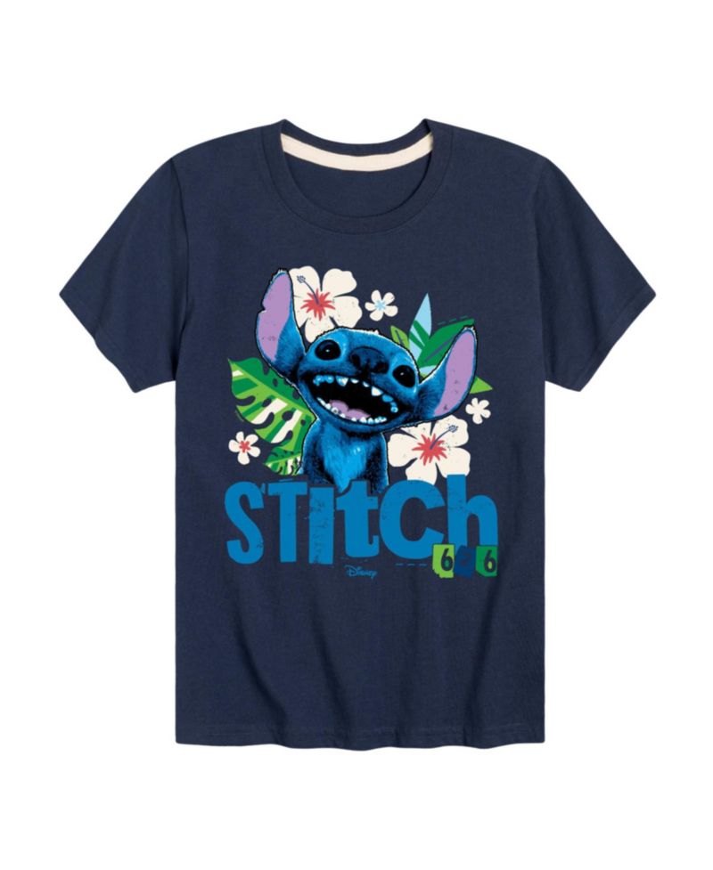 Big Boys Lilo Stitch Live Action Stitch Flowers Graphic T-Shirt