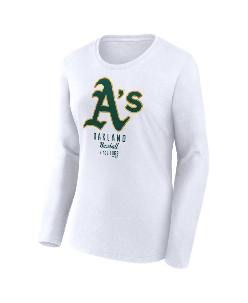 Women's White Oakland Athletics Lightweight Fitted Long Sleeve T-shirt
