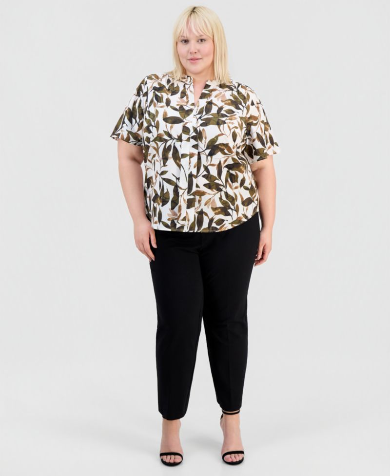 Petite Printed Flutter-Sleeve Top
