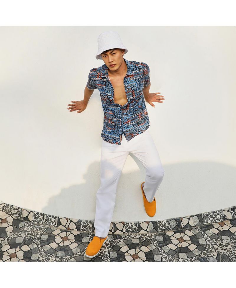 Men's Icy Blue Artistic Bohemian Shirt