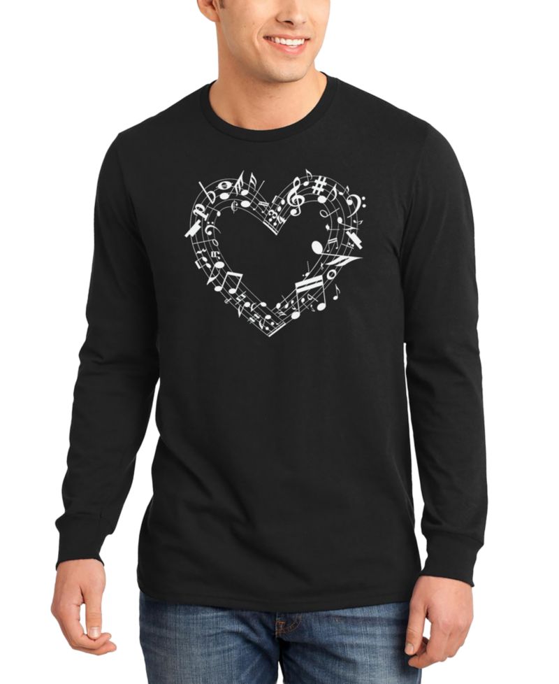 Men's Music Notes Heart Word Art Long-Sleeve T-Shirt