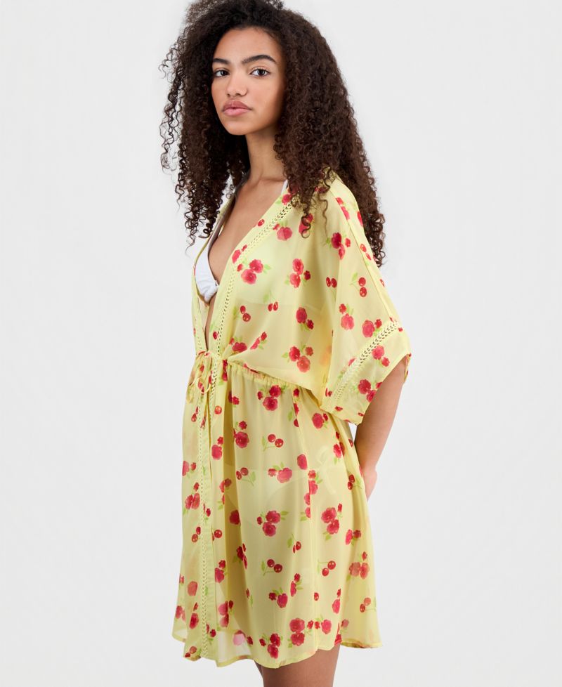 Women's Printed V-Neck Swim Cover-Up Kimono
