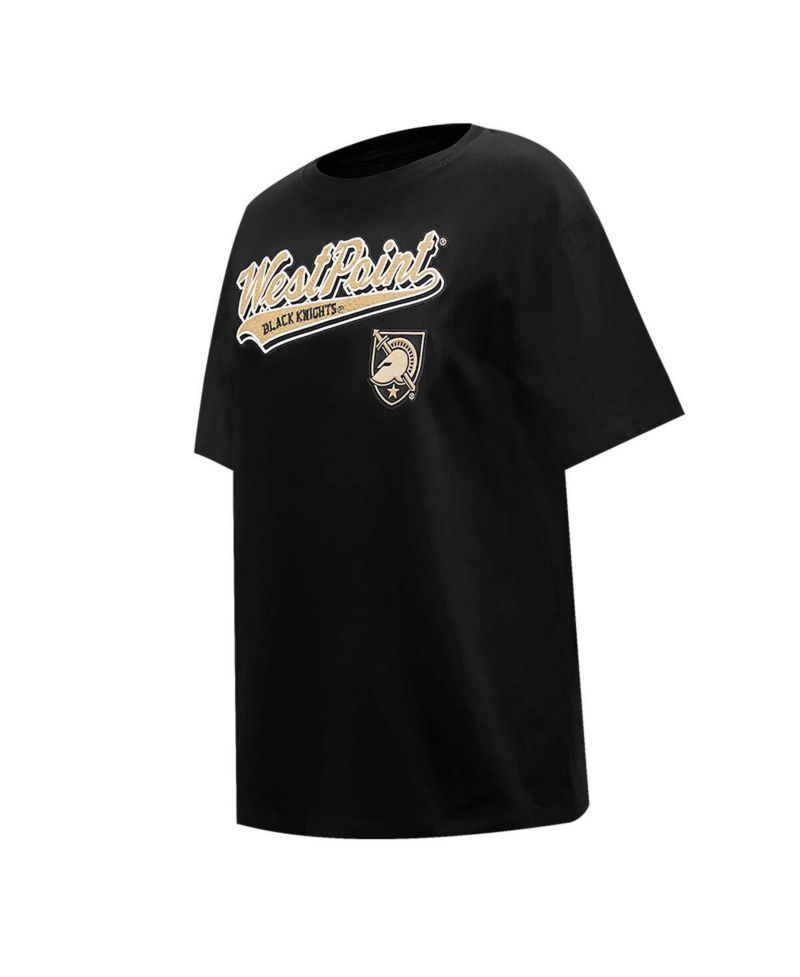 Women's Black Army Black Knights Script Tail Oversized Boyfriend T-Shirt