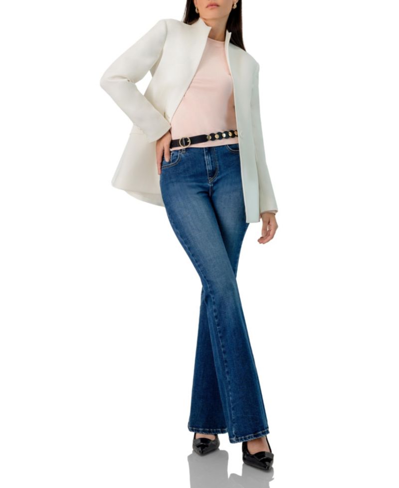 Women's No Lapel Single-Button Blazer