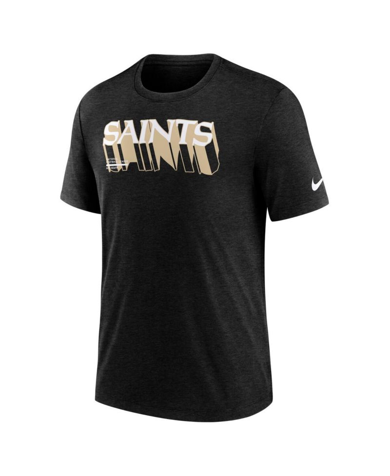 Men's Heather Black New Orleans Saints Long Pass Tri-Blend T-Shirt