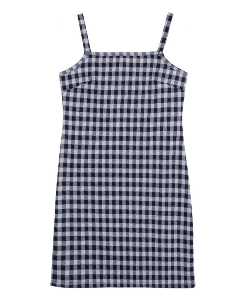Girls' 7-16 Varsity Cardigan with Gingham Dress, 2-Piece Set