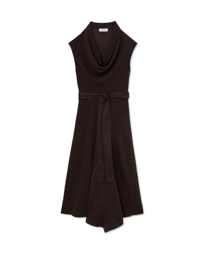 Women's Justine Cowl-Neck Tie-Waist Handkerchief-Hem Midi Dress