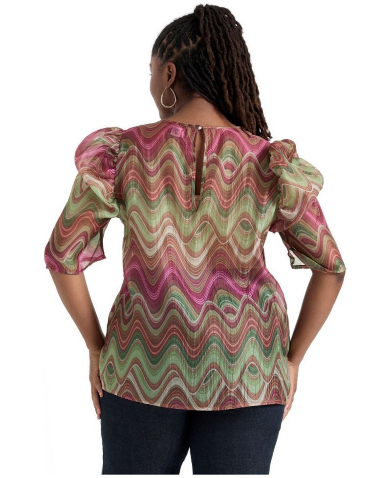 Women's June and Vie Mutton-Sleeve Organza Blouse