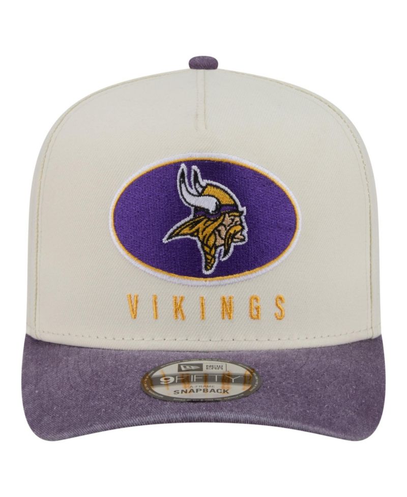 Men's Cream/Purple Minnesota Vikings Washed A-Frame 9FIFTY Snapback Hat