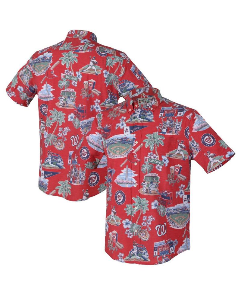 Men's Red Washington Nationals Scenic Tri-Blend Button-Down Shirt