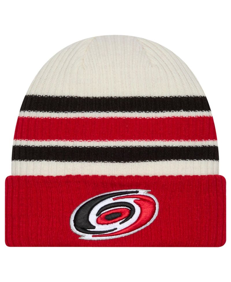 Men's Cream/Red Carolina Hurricanes Vintage Cuffed Knit Hat